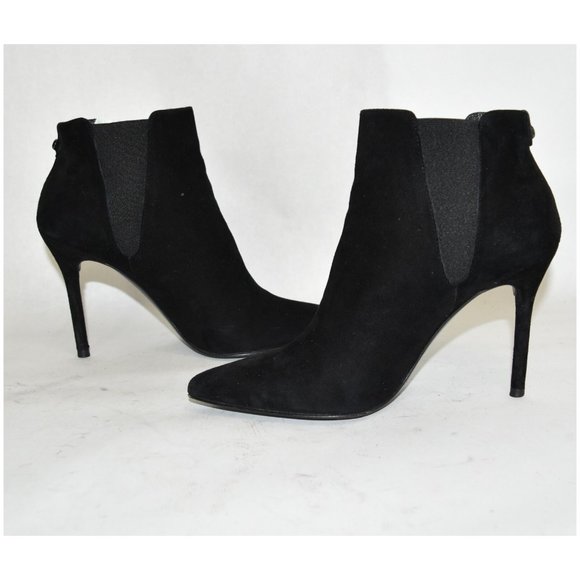 $500 STUART WEITZMAN Apogee Bootie SLEEK POINTY TOE BLACK SUEDE 5.5 (K15) CLASSY - Picture 4 of 9